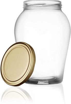 Coozico Glass Utility Container  - 1000 ml(Clear, Gold)