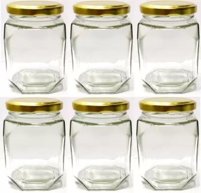 HomiQ Glass Grocery Container  - 350 ml(Pack of 6, Clear)