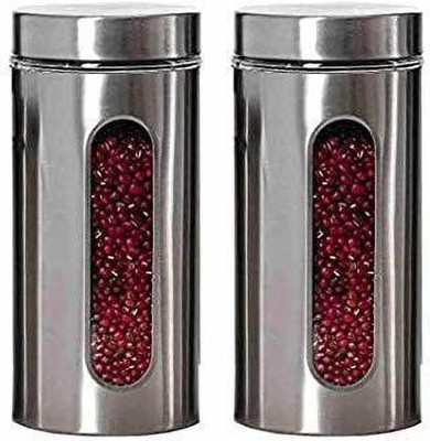 DHARMBHAKTI Steel Grocery Container  - 900 ml(Pack of 2, Silver)