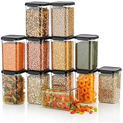 LIJIE Plastic Grocery Container  - 1100 ml(Pack of 12, Clear)