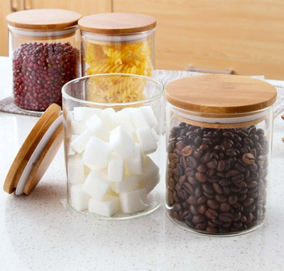 DHARMBHAKTI Glass Grocery Container  - 200 ml(Pack of 4, Clear)