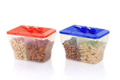 MAGICSPOON Polypropylene Grocery Container  - 2000 ml(Pack of 2, Blue, Red)