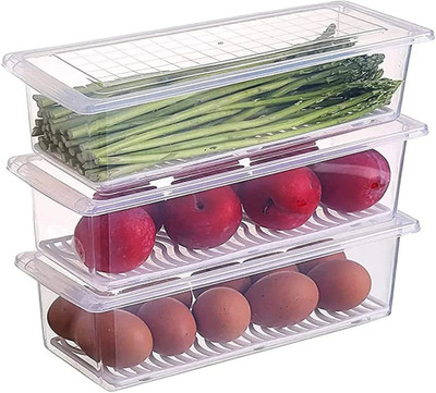 RABBITO Plastic Fridge Container  - 1500 ml(Pack of 3, Clear)