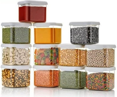 VNS Plastic Grocery Container  - 500 ml(Pack of 12, White)