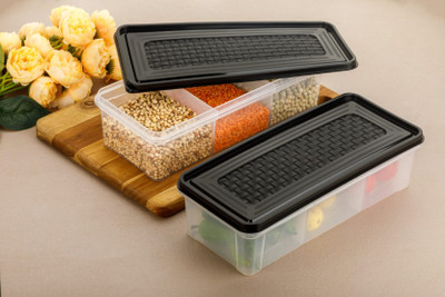 MAGICSPOON Polypropylene Utility Container  - 1900 ml(Pack of 2, Black)