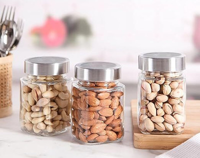 KEITSI Glass Grocery Container  - 300 ml(Pack of 6, White)