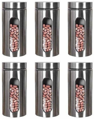 Sueriv Steel, Glass Utility Container  - 800 ml(Pack of 6, Silver)