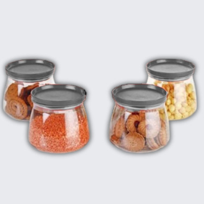 Charmpeak Plastic Grocery Container  - 900 ml(Pack of 4, Black)