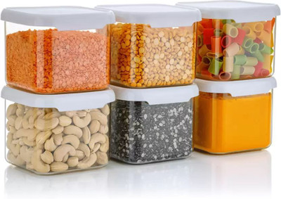 Savorier Plastic Grocery Container  - 500 ml(Pack of 6, White)
