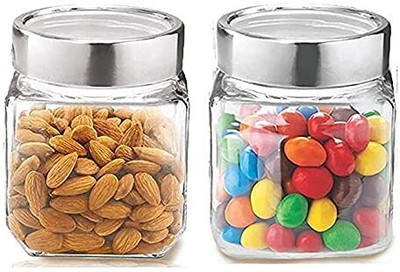 b7 Creations Glass Grocery Container  - 600 ml(Pack of 2, Clear)