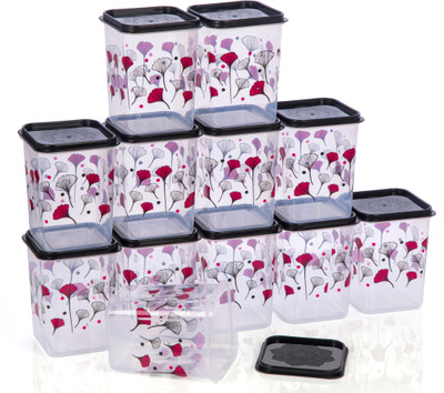 Suprita Plastic Grocery Container  - 1250 ml(Pack of 12, Black)