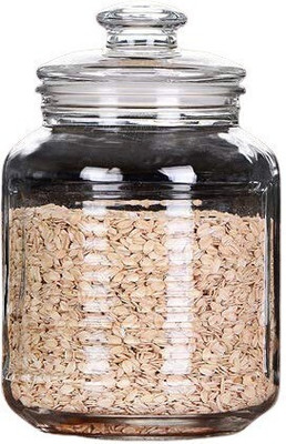 DHARMBHAKTI Glass Cookie Jar  - 2000 ml(Pack of 2, Clear)