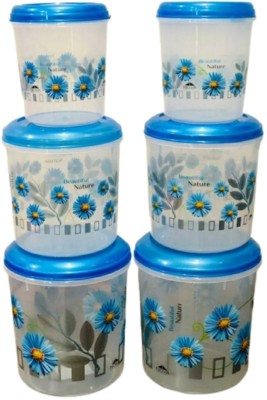 Veksin Plastic Grocery Container  - 1000 ml, 2000 ml, 3000 ml, 1000 ml, 2000 ml, 3000 ml(Pack of 6, Blue)