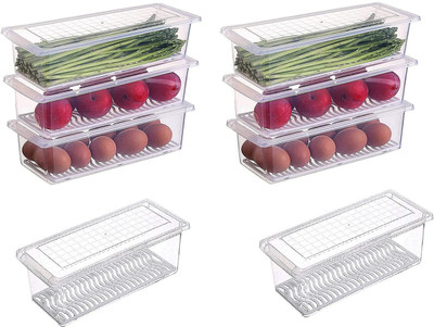 Zubix Plastic Fridge Container  - 1500 ml(Pack of 8, Clear)
