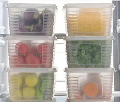 RABBITO Plastic Fridge Container  - 1800 ml(Pack of 6, White)