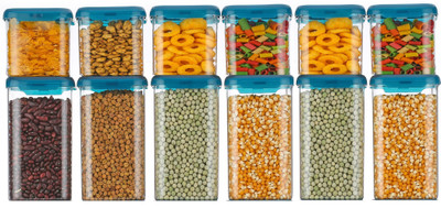 Skylift Plastic Grocery Container  - 1200 ml, 550 ml(Pack of 12, Blue)