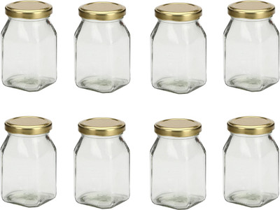 1st Time Glass Utility Container  - 400 ml(Pack of 8, Clear)