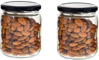 BILAL ANSARI Glass Cookie Jar  - 500 ml(Pack of 2, Clear)