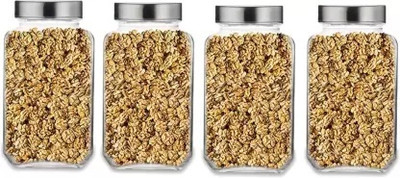 VERPHX Glass Grocery Container  - 1000 ml(Pack of 4, Clear)