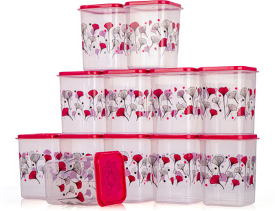 cookini Plastic Grocery Container  - 1100 ml(Pack of 12, Red)