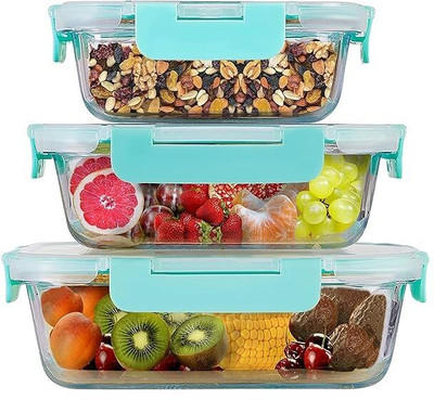 Cutting EDGE Essentials Glass Utility Container  - 370 ml, 640 ml, 1040 ml(Pack of 3, Clear)