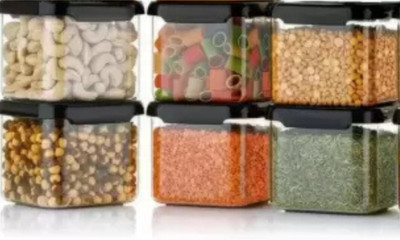 Charmpeak Plastic Grocery Container  - 500 ml(Pack of 6, Black)