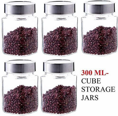 Tap2kaart Glass Utility Container  - 310 ml(Pack of 6, Silver)