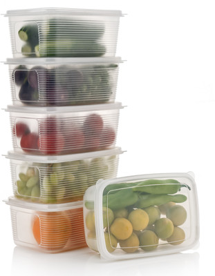 Zubix Plastic Fridge Container  - 1800 ml(Pack of 6, Clear)