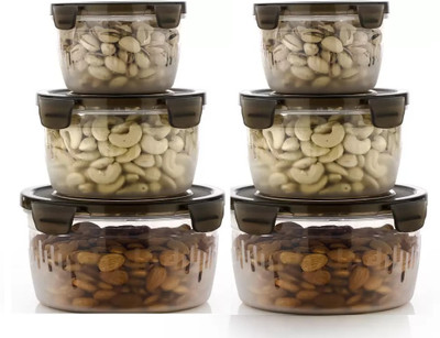 Ashirvad Plastic Grocery Container  - 1800 ml, 1200 ml, 600 ml(Pack of 6, Brown)