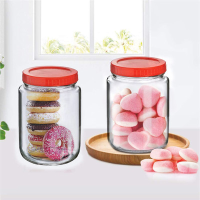 Sitaram Creation Glass Grocery Container  - 1 L(Pack of 2, Clear)