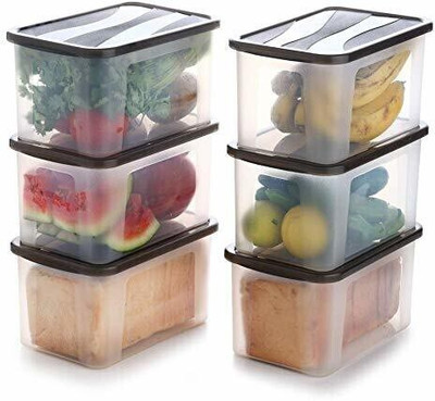 ADMONITION Plastic Bread Container  - 2000 ml(Pack of 6, Black, Clear)