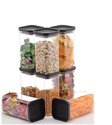 ALTOSA Plastic Grocery Container  - 1500 ml(Pack of 8, Black)