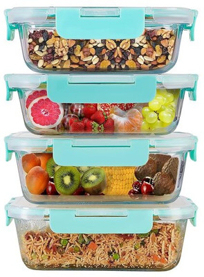 Cutting EDGE Essentials Glass Utility Container  - 640 ml(Pack of 4, Clear)