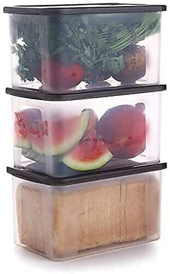 ADMONITION Plastic Bread Container  - 2000 ml(Pack of 3, Black)