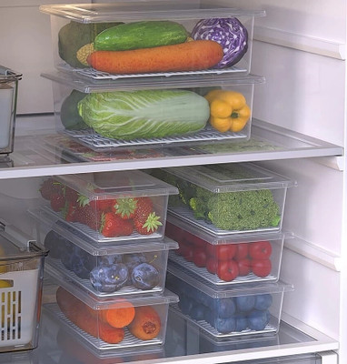 Zubix Plastic Fridge Container  - 1500 ml(Pack of 6, Clear)