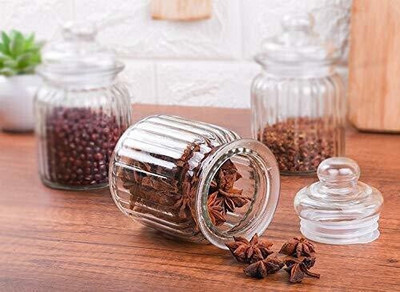 DHARMBHAKTI Glass Grocery Container  - 350 ml(Pack of 2, Clear)