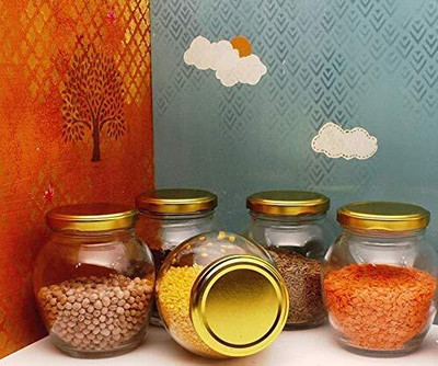 KEITSI Glass Grocery Container  - 400 ml(Pack of 6, Clear)