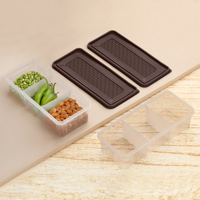 MAGICSPOON Polypropylene Fridge Container  - 1900 ml(Pack of 2, Brown, Multicolor)