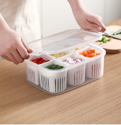 AK10ZONE Plastic Fridge Container  - 1100 ml(Multicolor)