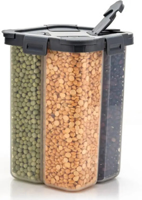 SARAZA Plastic Grocery Container  - 2000 ml(Clear, Black)