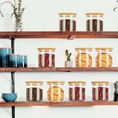 KROTEL Glass Grocery Container  - 270 ml(Pack of 9, Clear)