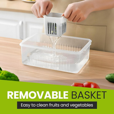 VONIX Plastic Fridge Container  - 2300 ml(White)