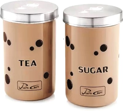 Gift Collection Plastic Tea Coffee & Sugar Container  - 900 ml, 900 ml(Pack of 2, Beige)