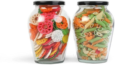 Tap2kaart Glass Grocery Container  - 1000 ml(Pack of 2, Clear)