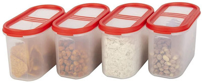 Cutting EDGE Plastic Utility Container  - 1200 ml(Pack of 4, Red)