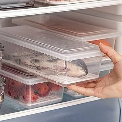 VIX Plastic Fridge Container  - 1500 ml(Pack of 6, Clear)
