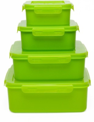 Gluman Polypropylene Grocery Container  - 2500 ml, 2000 ml, 1000 ml, 500 ml(Pack of 4, Green)