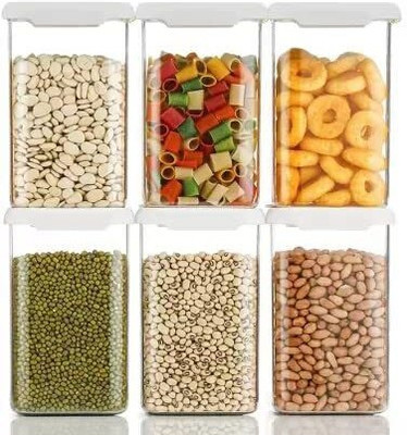 SARAZA Plastic Grocery Container  - 1200 ml(Pack of 6, White)