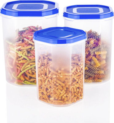 ZENOVIA Plastic Grocery Container  - 2000 ml, 3000 ml, 4000 ml(Pack of 3, Blue)