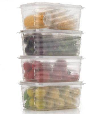 Ecodex Plastic Fridge Container  - 1800 ml(Pack of 4, White)